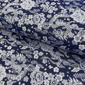 Dekorációs anyag jacquard Draco indigo