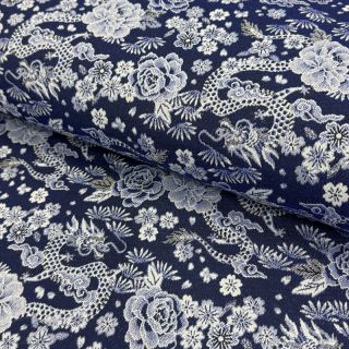 Dekorációs anyag jacquard Draco indigo